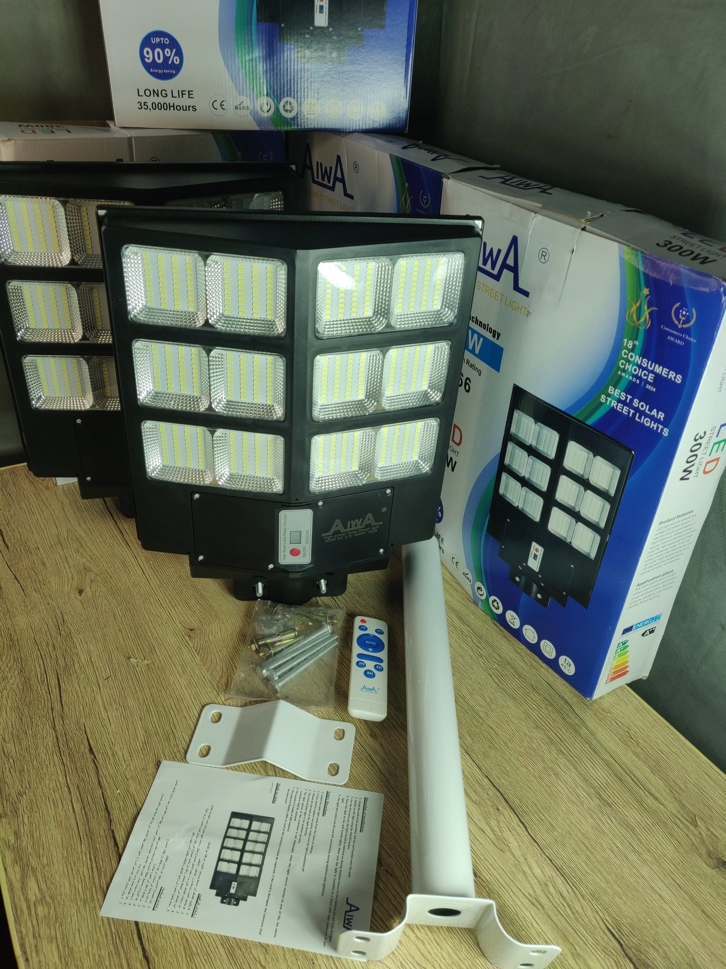 300W Solar Street Light | Remote control | 8-12 Hours Battery Backup | Complete Fitting Accessories
