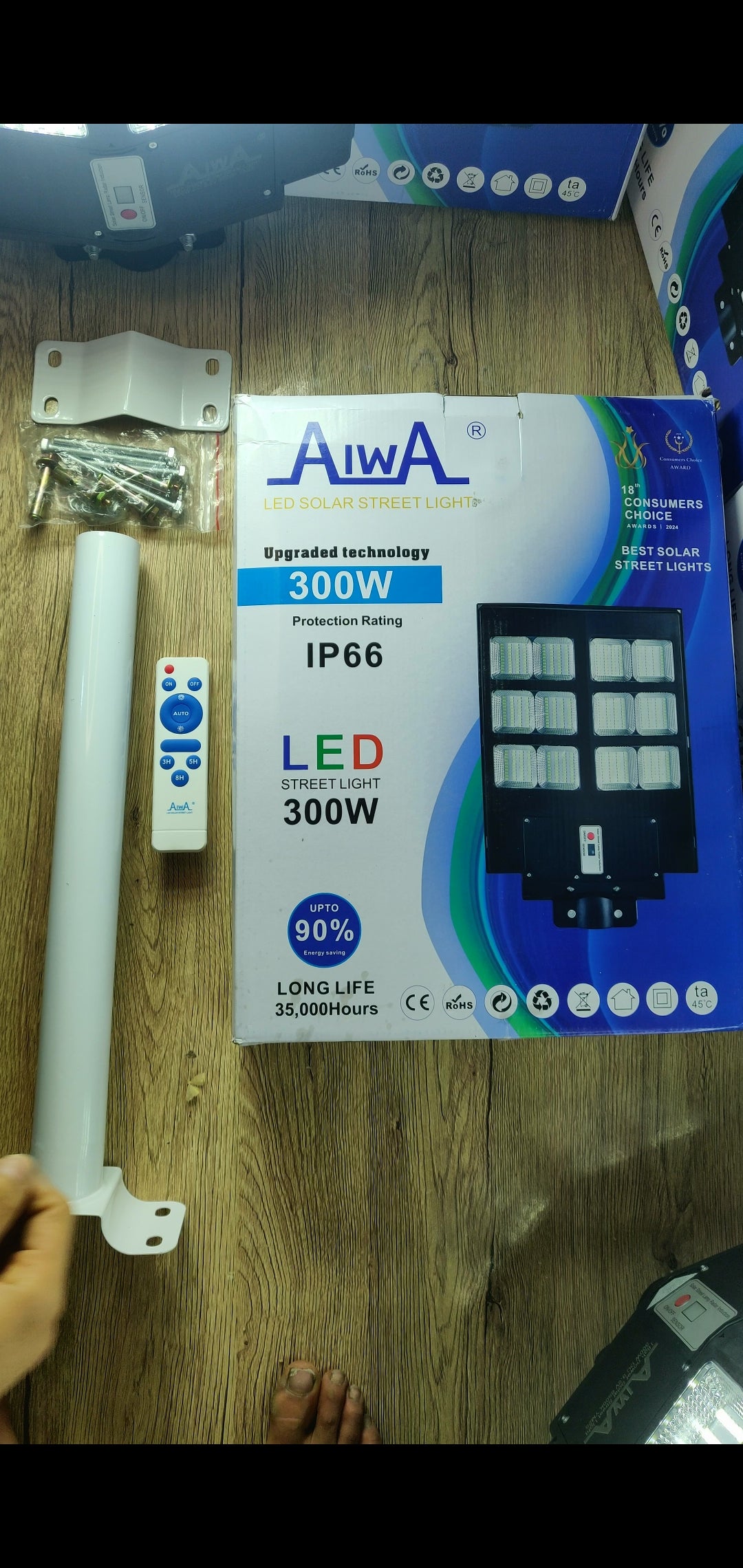 300W Solar Street Light | Remote control | 8-12 Hours Battery Backup | Complete Fitting Accessories
